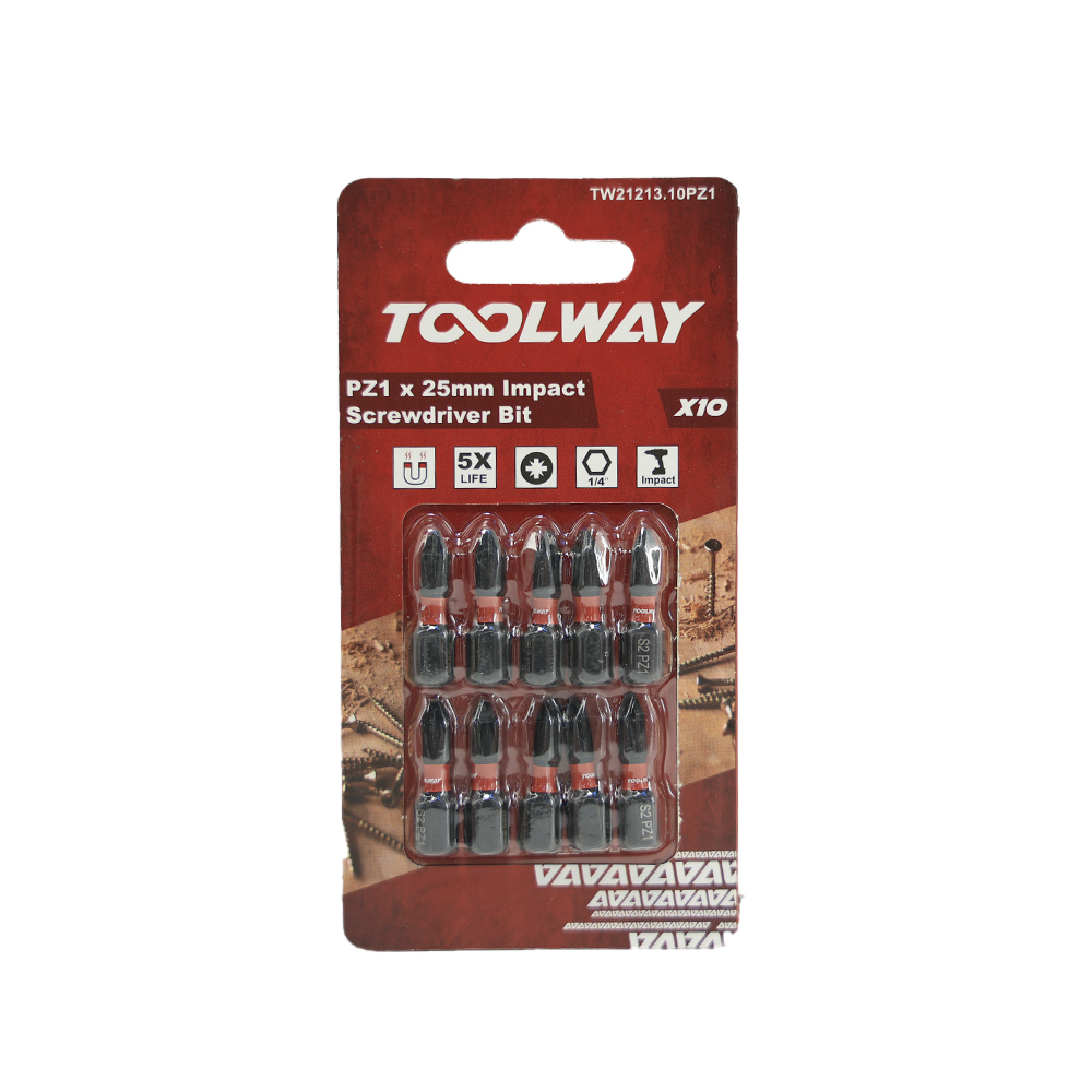 25MM PZ1 Impact Screwdriver Bits With Magnetic 10pcs In a Pack